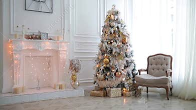 White classic Christmas and New Year interior