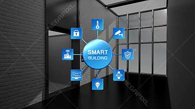 Control auto elevator in Smart building, internet of things building information graphic.smart city.