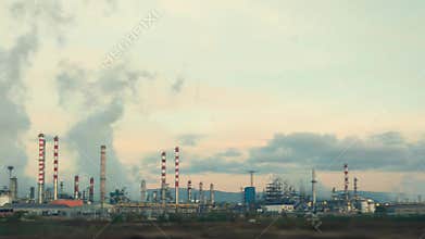 Oil and gas refinery at twilight