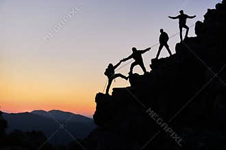 Climbers working together
