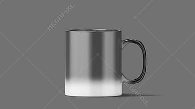 Blank magic mug mockup, black and white color,