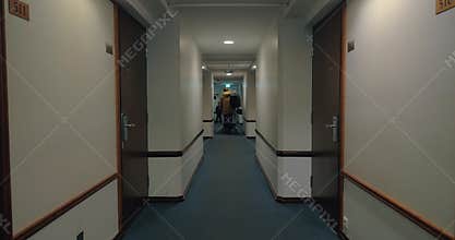 Man leaving hotel room
