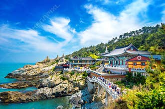 Haedong Yonggungsa Temple and Haeundae Sea in Busan, Buddhist temple in Busan, South Korea