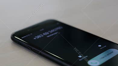 Incoming call and hanging up with a smartphone white, back-lit background.