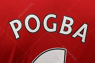 BANGKOK, THAILAND -JULY 13: Name of Paul Pogba on Manchester Un