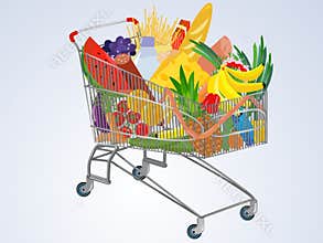 Vector full supermarket cart