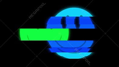 Smile symbol on digital old tv screen seamless loop glitch interference animation new dynamic retro joyful colorful