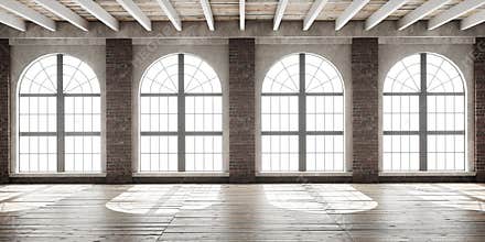 Large empty room in loft style
