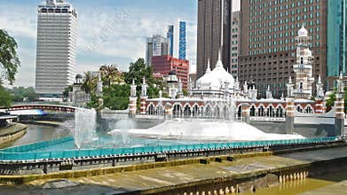 Masjid Jamek mosque which is located at the heart of Kuala Lumpur city.It added the new water features themed River of Life and la