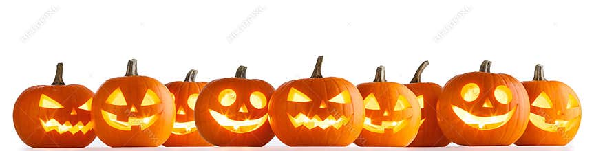 Halloween Pumpkins on white