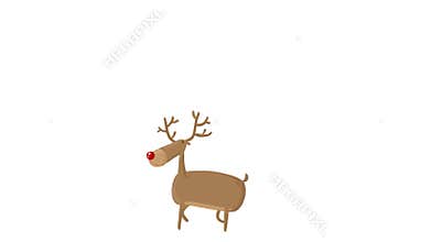 Cartoon Fun Vector Deer walking with Alpha Matte Transparent background 4K