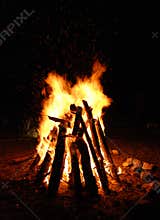 Wooden camp fire