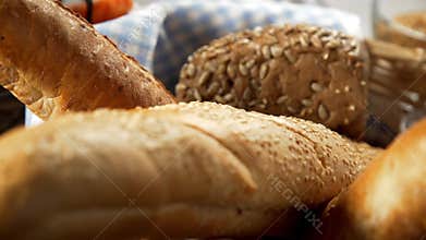 Loaf of bread in the basket, bakery products, fresh bakery