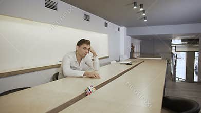 Bored worker at the workplace