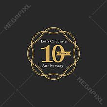 Illustration of 10th anniversary let`s celebrate stamp banner
