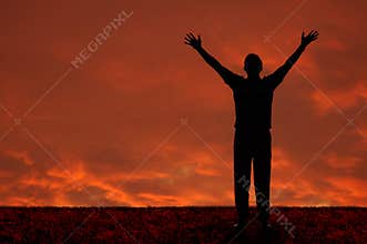 Man with arms extended