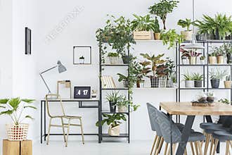 Floral home office interior