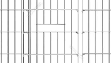 Open and close jail bars door with alpha matte for use as freedom concept.