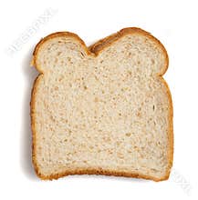 Slice of wheat bread on a white background