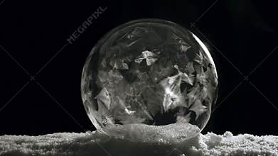 Freezing Ice ball with snow flakes flower