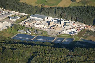 Aerial view : Marble industry and water treatment