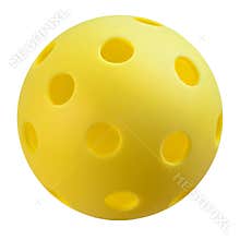 Yellow Pickleball on White Background.