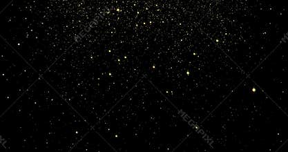 Gold flowing light particles and sparkling stars with shimmering looped effect