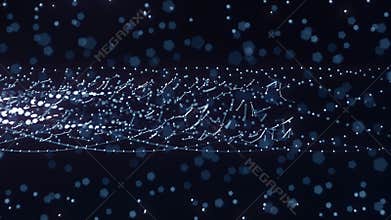 Growing particle structure. Biotechnology or nanotechnology related 3D animation