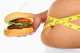 Fat stomach and burger