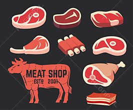 Cut of beef set