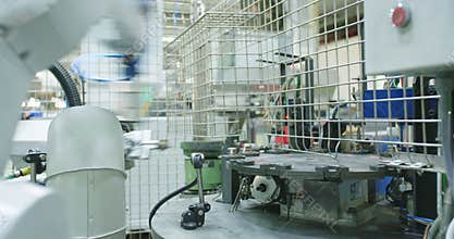 Robot working in a production line