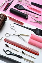 Set of professional hairdresser tools