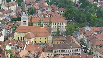 Beautiful old church in Ljubljana, nature and cultural heritage conservation