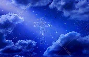 Cross Stars Sky Heaven Background