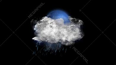 Moon rain lightning, weather forecast icon with alpha channel