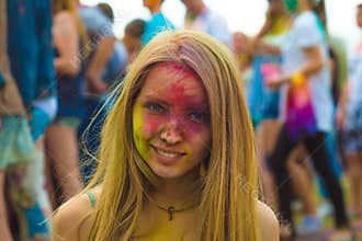 Woman portrait on holi festive