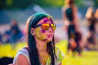 Woman portrait on holi festive