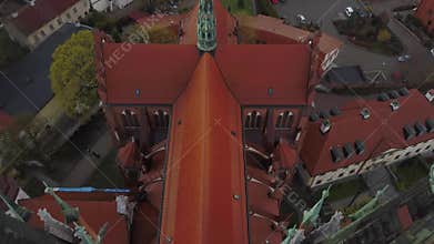 Aerial of Bialystok old town and cathedral in Poland