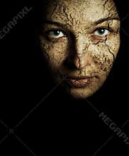Face of woman with cracked dry skin