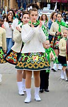Woman wear Ireland costume on St. Patrick`s Day Parade