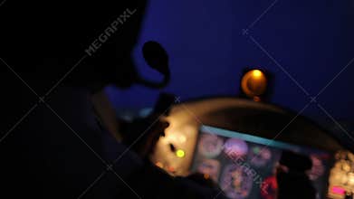 Aeroplane taking off, plane captain navigating aircraft professionally, aviation