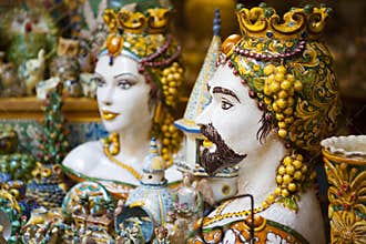 Sicilian ceramic art. The Moorish heads.