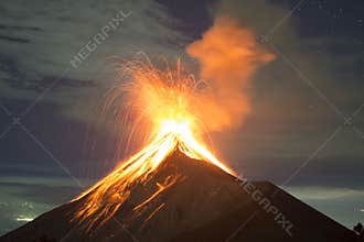 Volcano Fuego explosion in Guatemala, captured from the top of the Acatenango