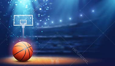 Basketball arena and ball