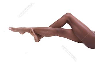 and slender legs of African-American woman