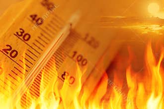 Global warming climate change sign high temperature