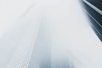 Skyscrapers disappear in the fog in New York, USA.
