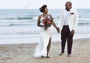 African American couple`s wedding day