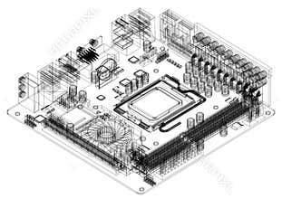 Computer Motherboard Architect Blueprint - isolated