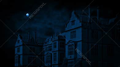 Country estate on windy night